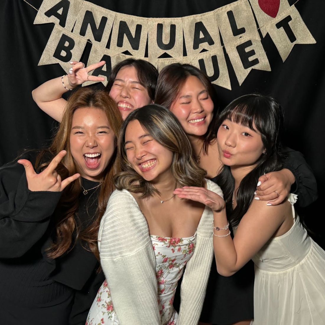 Ashley with close friends, celebrating