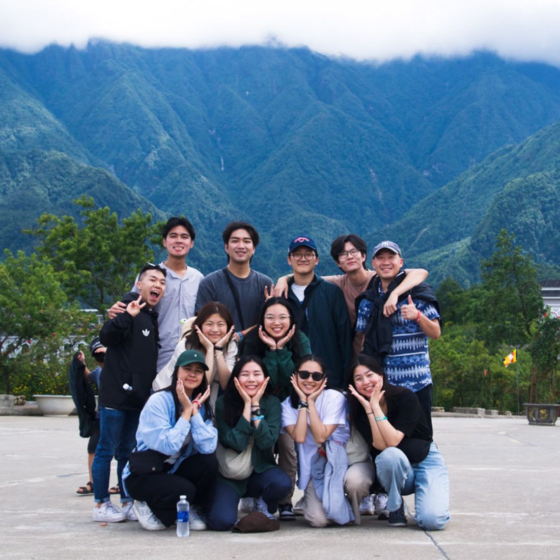 Mission team in front of the mountains on Ashley's first trip